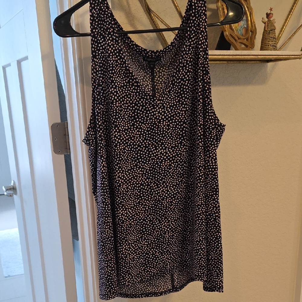 Express Black and White Polka Dot Top
